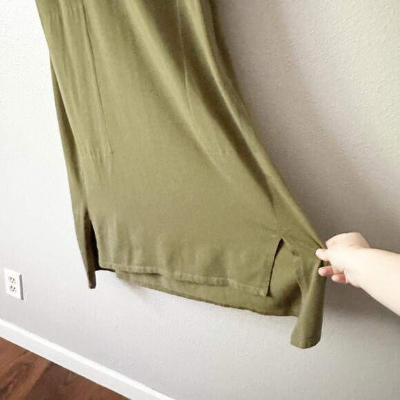 Eileen Fisher Organic Cotton Olive Green Midi T-shirt Dress women's size Medium‎ - Picture 4 of 10